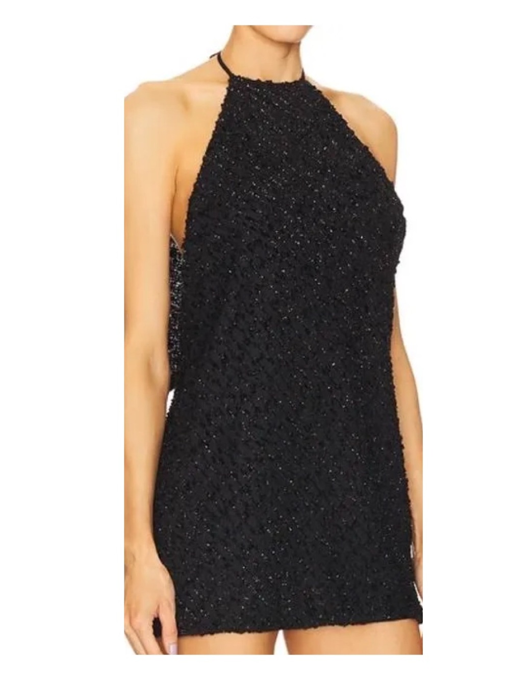 NBD Flora Black Sequin Halter Mini Dress